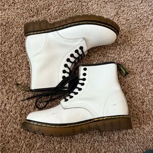 Dr. Martens White Combat Boots with Black Laces
